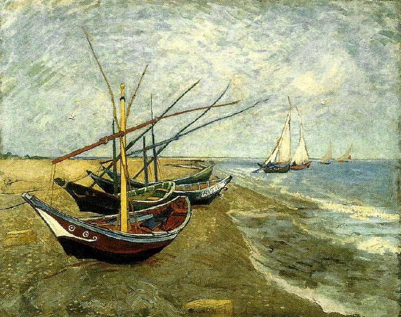 Vincent Van Gogh fiskear pa stranden vid saintes-mariesbat